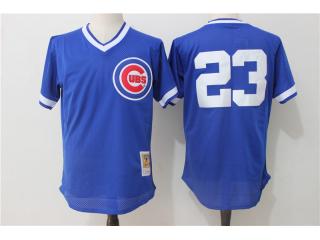 Chicago Cubs 23 Ryne Sandberg Baseball Jersey Blue Retro net eye