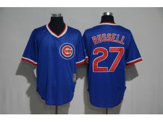 Chicago Cubs 27 Addison Russell Baseball Jersey Blue Retro