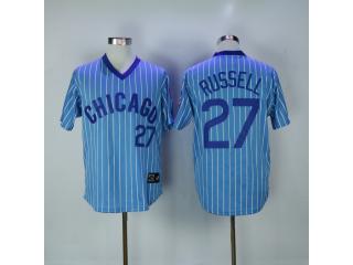 Chicago Cubs 27 Addison Russell Baseball Jersey Blue Retro