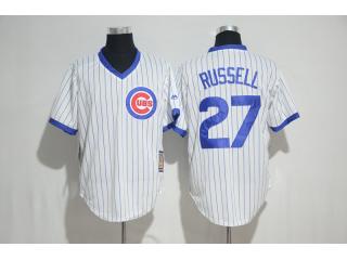 Chicago Cubs 27 Addison Russell Baseball Jersey White Retro