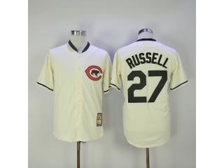 Chicago Cubs 27 Addison Russell Baseball Jersey Beige Retro