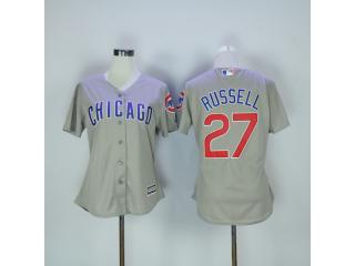 Women Chicago Cubs 27 Addison Russell Baseball Jersey Gray