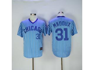 Chicago Cubs 31 Greg Maddux Baseball Jersey Blue Retro