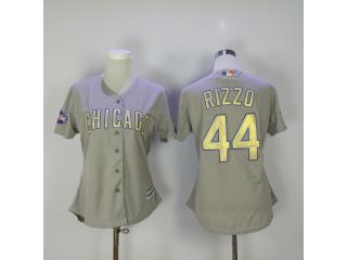 Women Chicago Cubs 44 Anthony Rizzo Baseball Jersey Gray Champion