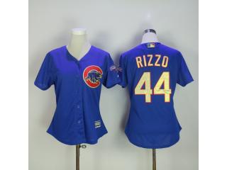 Women Chicago Cubs 44 Anthony Rizzo Baseball Jersey Blue Champion