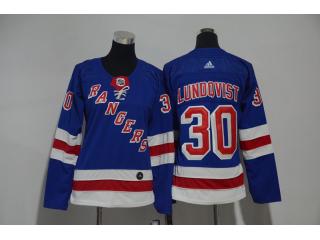 Women Adidas New York Rangers 30 Henrik Lundqvist Ice Hockey Jersey Blue