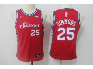 Youth 2017-2018 Nike Philadelphia 76ers 25 Ben simmons Basketball Jersey Red Fan Edition
