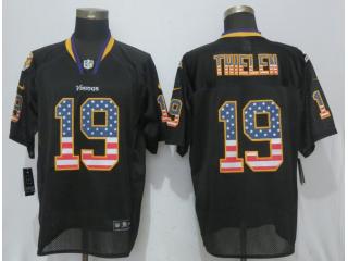 Minnesota Vikings 19 Adam Thielen USA Flag Fashion Black Elite Jersey