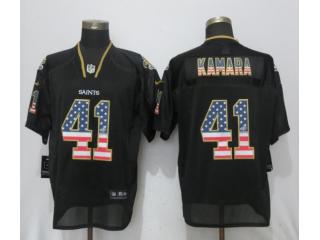 New Orleans Saints 41 Alvin Kamara USA Flag Fashion Black Elite Jersey