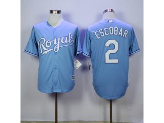 Kansas City Royals 2 Alcides Escobar Baseball Jersey Light blue Fans