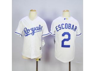 Youth Kansas City Royals 2 Alcides Escobar Baseball Jersey White