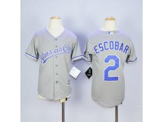 Youth Kansas City Royals 2 Alcides Escobar Baseball Jersey Gray