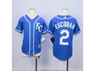 Youth Kansas City Royals 2 Alcides Escobar Baseball Jersey Blue