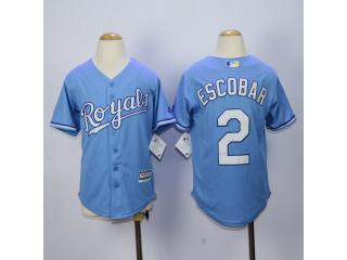 Youth Kansas City Royals 2 Alcides Escobar Baseball Jersey Light Blue