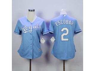 Women Kansas City Royals 2 Alcides Escobar Baseball Jersey Light Blue