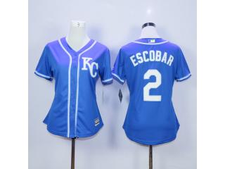 Women Kansas City Royals 2 Alcides Escobar Baseball Jersey Blue