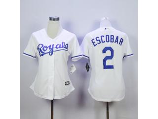 Women Kansas City Royals 2 Alcides Escobar Baseball Jersey White