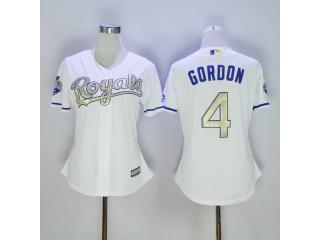 Women Kansas City Royals 4 Alex Gordon Baseball Jersey White Champion