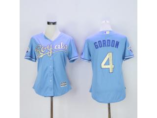 Women Kansas City Royals 4 Alex Gordon Baseball Jersey Light blue Champion