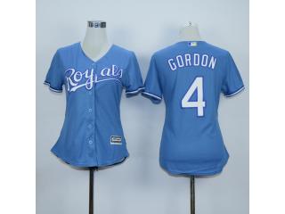 Women Kansas City Royals 4 Alex Gordon Baseball Jersey Light blue