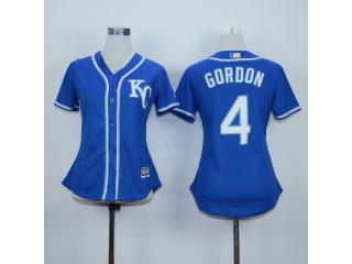 Women Kansas City Royals 4 Alex Gordon Baseball Jersey blue