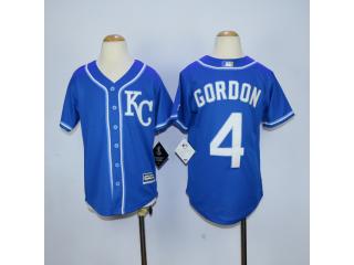 Youth Kansas City Royals 4 Alex Gordon Baseball Jersey Blue