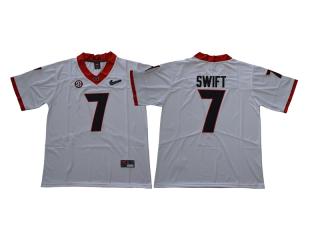 2018 New GEORGIA bulldogs 7 D'Andre Swift Limited College Football Jersey White Diamond Edition