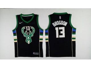 Nike Milwaukee Bucks 13 Malcolm Brogdon Basketball Jersey Black Fan Edition
