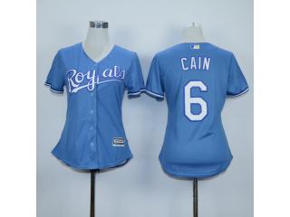 Women Kansas City Royals 6 Lorenzo Cain Baseball Jersey Light Blue