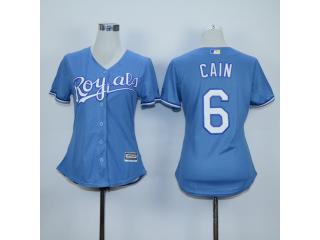 Women Kansas City Royals 6 Lorenzo Cain Baseball Jersey Light Blue