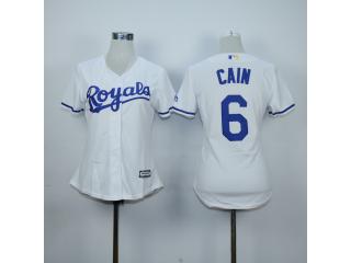 Women Kansas City Royals 6 Lorenzo Cain Baseball Jersey White