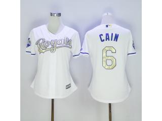 Women Kansas City Royals 6 Lorenzo Cain Baseball Jersey White Champion