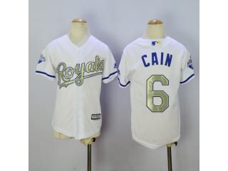 Youth Kansas City Royals 6 Lorenzo Cain Baseball Jersey White Champion