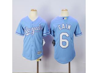 Youth Kansas City Royals 6 Lorenzo Cain Baseball Jersey Light Blue