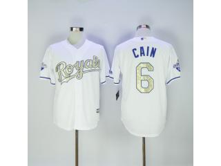Kansas City Royals 6 Lorenzo Cain Baseball Jersey White Champion Fans