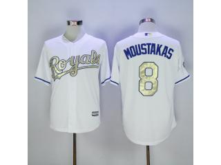 Kansas City Royals 8 Mike Moustakas Baseball Jersey White Champion Fans