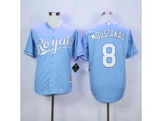 Kansas City Royals 8 Mike Moustakas Baseball Jersey Light Blue Fans