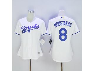 Women Kansas City Royals 8 Mike Moustakas Baseball Jersey White