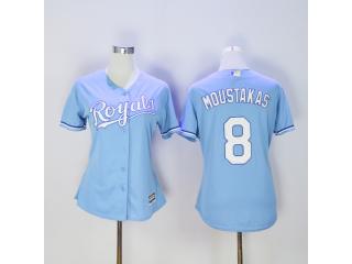 Women Kansas City Royals 8 Mike Moustakas Baseball Jersey Light Blue