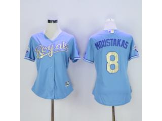Women Kansas City Royals 8 Mike Moustakas Baseball Jersey Light Blue Champion