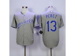 Kansas City Royals 13 Salvador Perez Baseball Jersey Gray