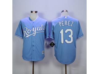 Kansas City Royals 13 Salvador Perez Baseball Jersey Light Blue