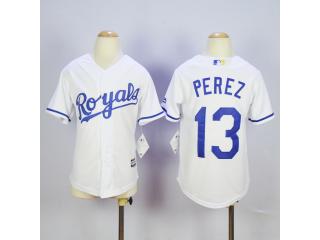 Youth Kansas City Royals 13 Salvador Perez Baseball Jersey White