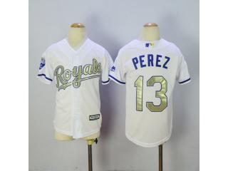 Youth Kansas City Royals 13 Salvador Perez Baseball Jersey White Champion