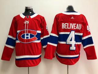 Adidas Montreal Canadiens 4 Jean Beliveau Ice Hockey Jersey Red