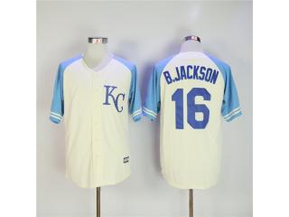 Kansas City Royals 16 Bo Jackson Baseball Jersey Beige Fans