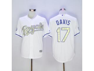 Kansas City Royals 17 Wade Davis Baseball Jersey White Champion Fans