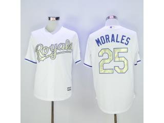 Kansas City Royals 25 Kendrys Morales Baseball Jersey White Champion Fans