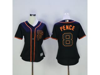 Women San Francisco Giants 8 Hunter Pence Baseball Jersey Black