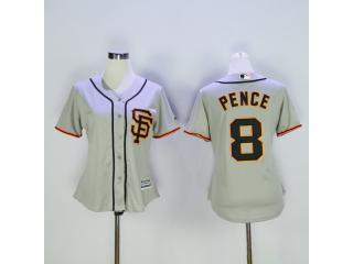 Women San Francisco Giants 8 Hunter Pence Baseball Jersey Gray